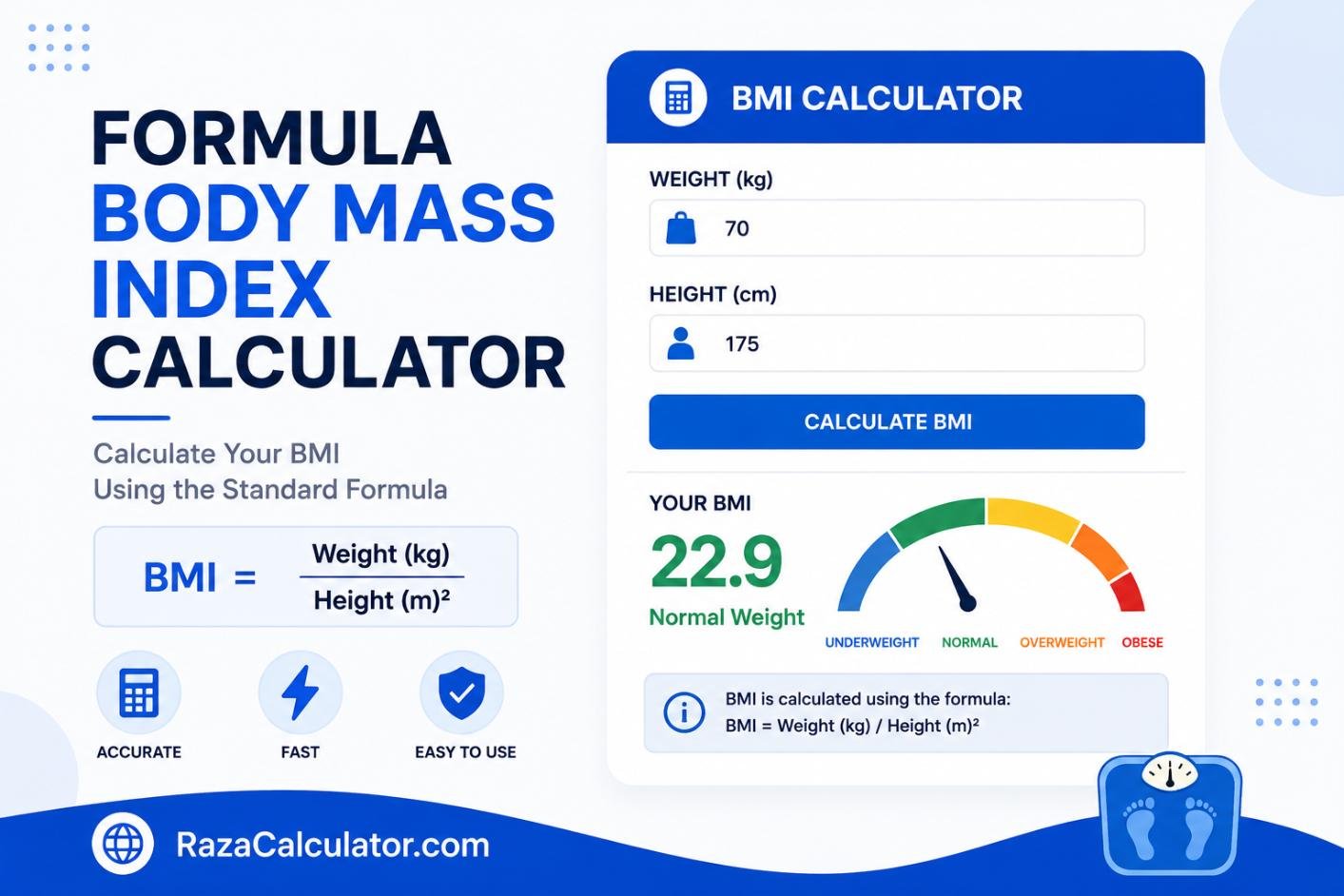 Formula Body Mass Index Calculator (BMI): Healthy Range & Results